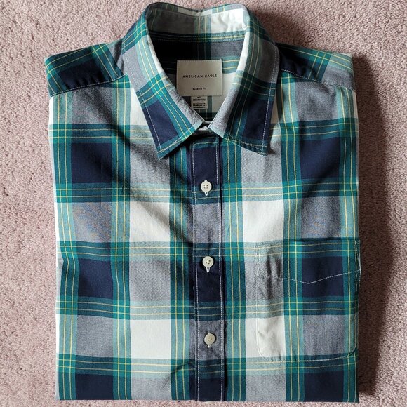 American Eagle Men's Classic Fit Plaid Button Down Shirt Medium Tall - Picture 1 of 9